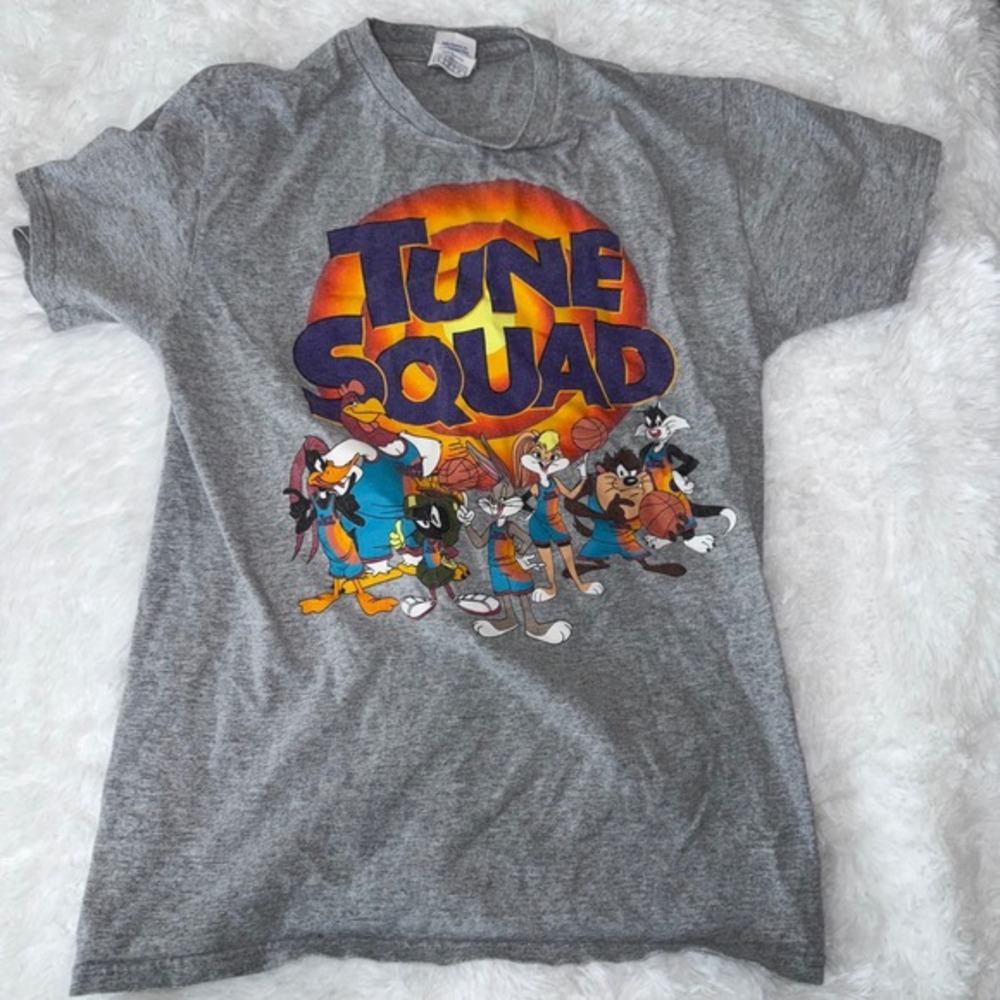 Vintage Space Jam‎ Tune Squad Gray Graphic T Shirt Kids Small Cartoon